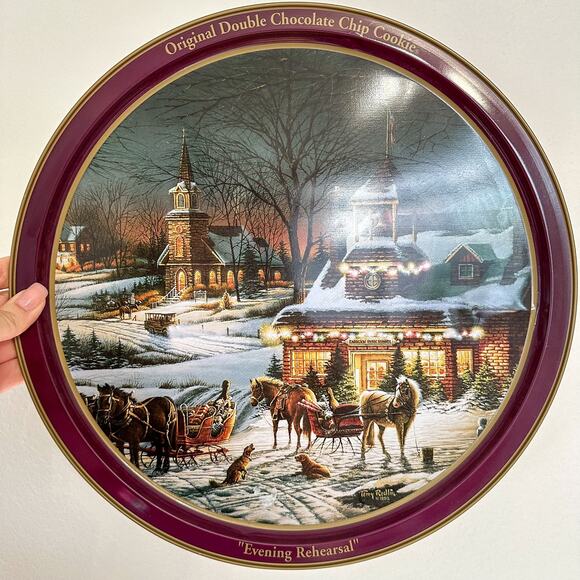 Vintage Terry Redlin Christmas Tray Evening Rehearsal Cookie Tray - Picture 5 of 5